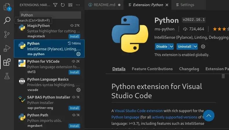 VS Code 和 Codium 都有一个扩展管理器,它会在页面左侧打开,允许你安装附加模块
