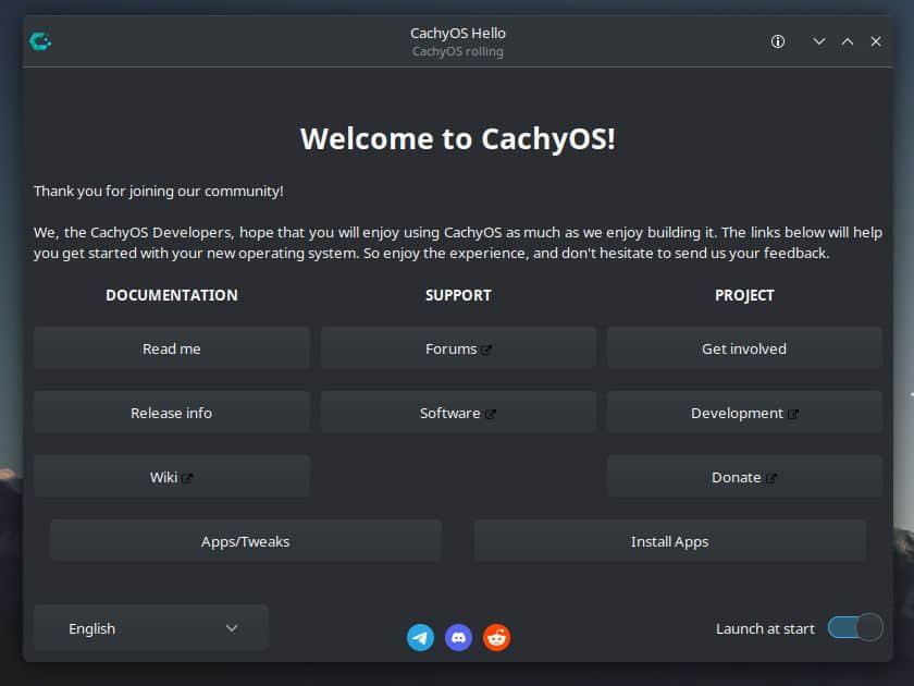 cachyos welcome screen
