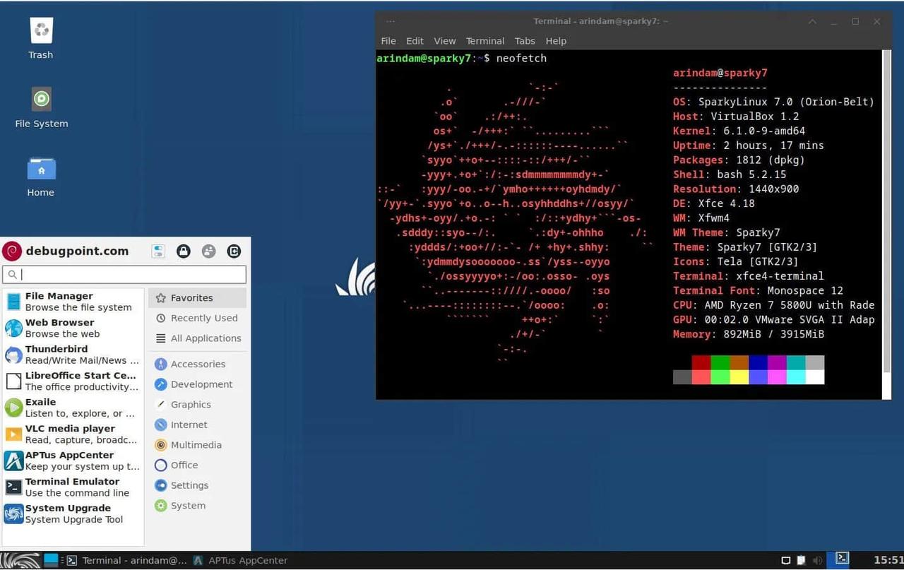 SparkyLinux 7 Xfce 桌面