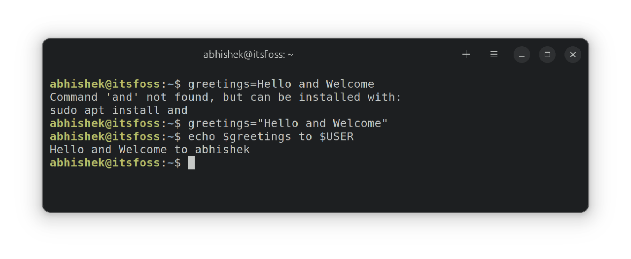 Using spaces in variable names in bash