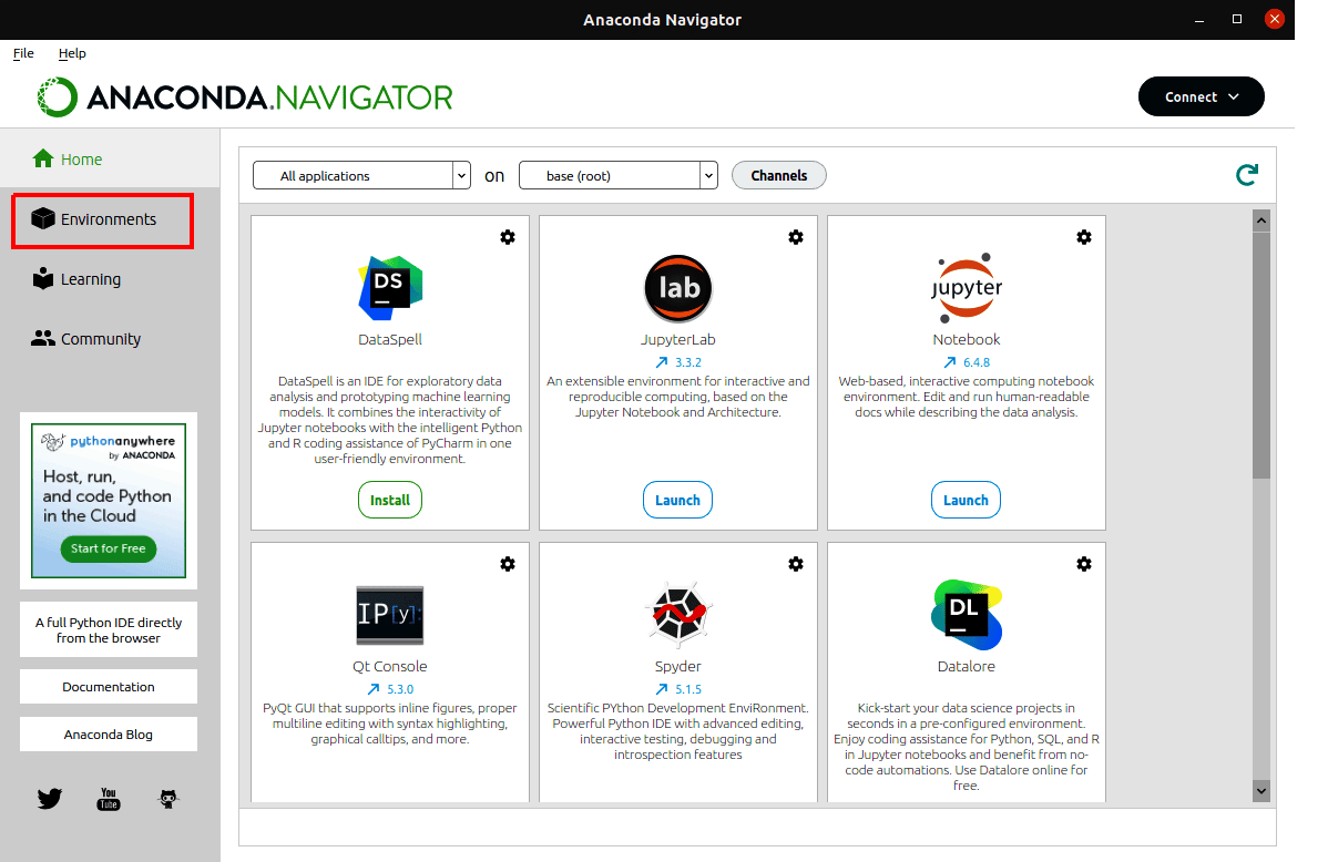 图 1:Anaconda Navigator